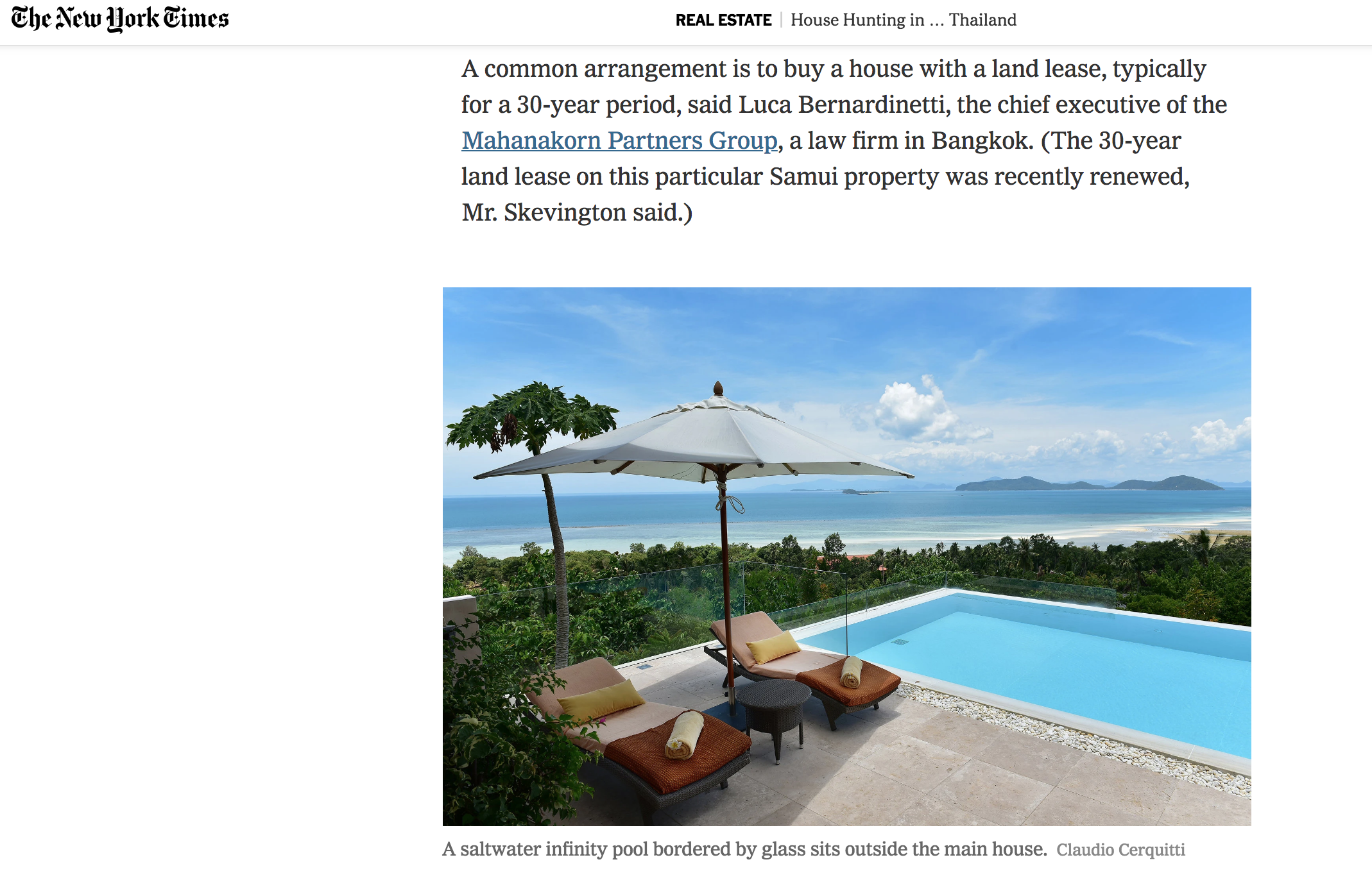 The New York Times Seeks Legal Advice from MPG on Thailand Property Market